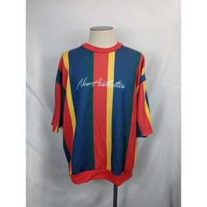 VTG ASOS 2XL "New Aesthetics"‎ Striped Short Sleeve Sweatshirt Retro Color Block